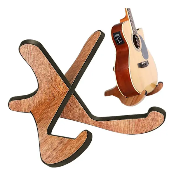 Gitarställ Trä Förtjockad Universal, eidoct Trästativ X-ram Robust Instrumentställ Med Mjuka Läderkanter För Akustiska Klassiska Basgitarrer