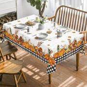 Höstduk 52x70 tum Rektangulär, Thanksgiving Höstskörd Pumpa Svamp Svart Buffalo Plaid Bordsduk för Fest Picknick Middag Dekor