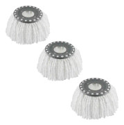 3-pack premium ersättningsmopphuvuden för 360° roterande rund snurrmopp mikrofiber (vit)