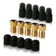 Mässingadapter för Presta-ventil (5-pack + 10 lock)