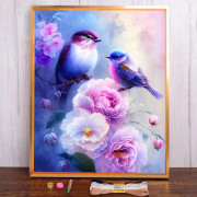 Fågel Blommor Tryckt Tyg 11Ct Cross Stitch Diy Broderier Set Needlework Målning Hobby Sticka Hem Inredning Vem Kanyler HMA105995 30x40cm