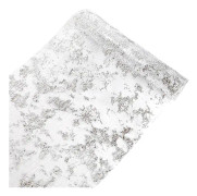4-delars silver bordsduk set, glittrig metallisk guld tunn mesh bordsduksrulle