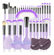 37st komplett set med triangelsammetspulverpuff och sminksvamp - perfekt för nybörjare och professionella makeupartister Lila