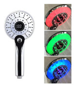 3-Färgs Gradient LED Duschhuvud, Smart Temperaturkontrollerat Duschhuvud Med LCD-Display För En Spa-Inspirerad Badupplevelse Hemma