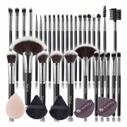 37st komplett set med triangelsammetspulverpuff och sminksvamp - perfekt för nybörjare och professionella makeupartister Silvery