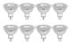 Förpackning med 8 Halogenlampor Gu5.3 Mr16 35w 12v Dimbar - Varmvit 2800k, 400 Lumen, Glasskydd