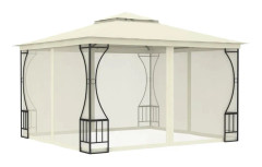 vidaXL Paviljong med draperi 300x300x265 cm gräddvit