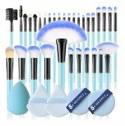 37st komplett set med triangelsammetspulverpuff och sminksvamp - perfekt för nybörjare och professionella makeupartister Blå