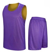 Unisex Dubbelsidig Basket Jersey Lös Passa Bekväm Anti- Rynk Trainable Anpassad Basketräkt För Män Kvinna Purple/yellow suit 2XL
