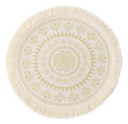 Ljus lyxig stil, vävd bomull, tyg, tofs, värmeisolerande dyna, anti-skållning, hemdekorativ dyna (beige, 33 x 33 cm)