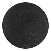 Set med 5 runda placemats, 38 cm, svart, tvättbar värmebeständig placemat plast placemat för kök, matbord, fester, bröllop