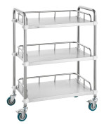 Lab Rolling Cart, 3-hylls rostfritt stål, svängbara hjul, Dental Utility Cart för klinik, labb, sjukhus, salong.