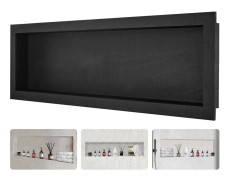Duschnisch Klar för kakel 40,64 x 127 cm, enstaka hyllplan, fyrkantiga hörn, infälld, modern tvålförvaringsnisch, svart.