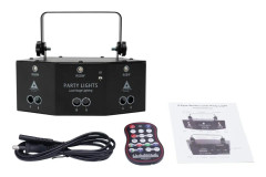 9-Öga RGB DMX Laserprojektor, 12 Mönster, Fjärrstyrd,VIT