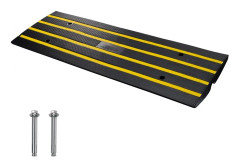 Trottoarramp, 2,6-tums gummiramp, 33069 lbs viktkapacitet, tröskelramp för garage och lastbrygga. Komplett set.