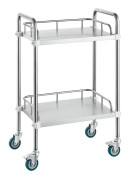 Lab Rullvagn, 2-hyllor rostfritt stål, med svängbara hjul, för klinik, labb, sjukhus, salong, 15.16"x21.57"x34.06"