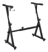 Piano Ställning, Z-typ, Tungt Digitalpiano Ställ, 250 lbs Kapacitet, Justerbar bredd/höjd, Antislip Pads, Hörlurskrok.