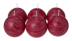 Spaas - 0633225.591 - Set med 6 oparfymerade rustika bollljus i kardinalrött paraffinvax D x H 80 mm