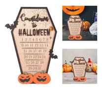 Halloween Trä Nedräkningskalender, Innovativ Flyttbar Trä Block Kalender för Halloween, Festlig och Heminredning Adventskalender