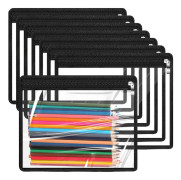 8 st transparenta blixtlåsförsedda påsar PVC vattentät påse multifunktionella blixtlåsförsedda påsar blixtlås kuvert mapp förvaringsväska dokumentfilorganisation Black Edging 9.8 x 8 Inches