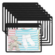 8 st transparenta blixtlåsförsedda påsar PVC vattentät påse multifunktionella blixtlåsförsedda påsar blixtlås kuvert mapp förvaringsväska dokumentfilorganisation Black Edging 13 x 10.5 Inches