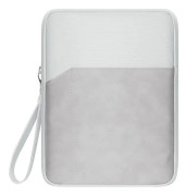 9.7-11 inch Universal Sheepskin Leather + Oxford Fabric Portable Tablet Storage Bag(Light Grey)