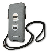 Tabletfodral Karl Lagerfeld Karl Lagerfeld Handväska KLHCP12LOPHHKCG 6,7 "grå/grå hårdväska Saffiano Ikonik Karl & amp; Choupette Head
