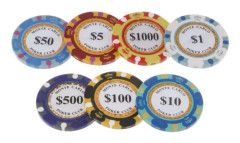 100 PCS Texas Hold'em Clay Chips Professional Casino Coin(Par Value and Color Random Delivery)