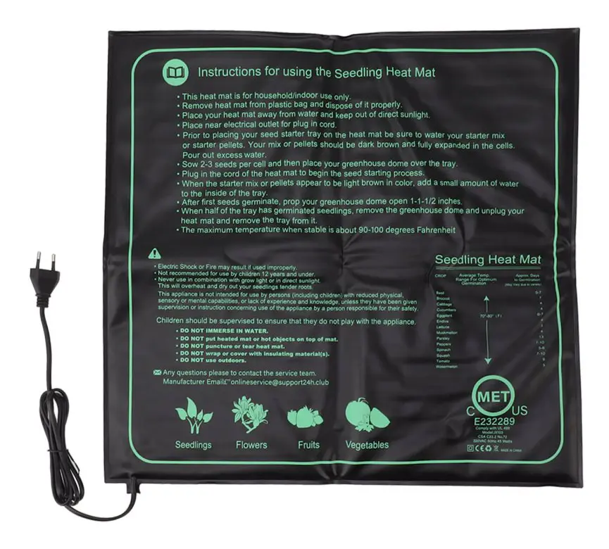 Växtvärmedyna Vattentät fröplanta värmematta värmedyna för växter groning plantskola 50x52cm EU-kontakt 220V