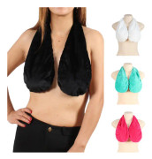 Kvinnors Tata Handduk Bh Crop Hals Wrap Underkläder Solid Sammet Polyester Black M