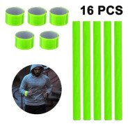 Reflekterande knäppband med hög synlighet för cykling, löpning, jogging, 16-pack