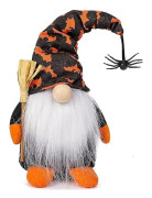 2-pack Halloween ansiktslösa dvärgdockor, spindelfladdermus höstskörd dvärg bondgård älva dvärg plysch dekorationer, höst handgjorda figurer