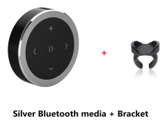 Mini Tr?dl?s Bluetooth-kompatibel Mediaknapp Fj?rrkontroll Bil Motorcykel Ratt MP3 Musik Spela F?r IOS Android Sliver med f?ste