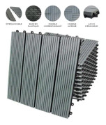 66 Trädgårdsplattor Trä Komposit WPC 6m² 30cmx30 cm Clip-on Terrass Uteplats grå Grå
