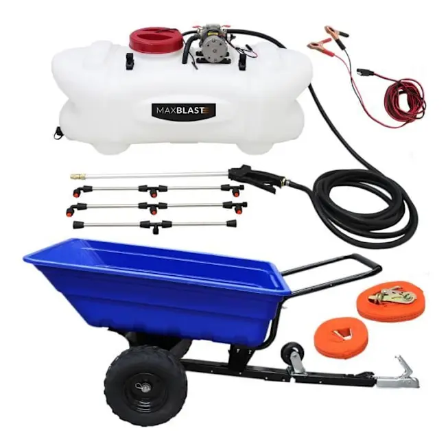 Trailer ATV Trädgårdsvagn Sprayer För Quad 60L Maxblast 12V hjul All-Terrain Farm 295kg Boommunstycken Sprayning &