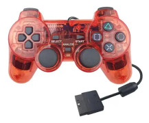 Trådbunden spelkontroll för PS2, dubbel vibrationskontroll, genomskinlig handkontroll, spelkontroll, joypad för Playstation 2 PS2 spelkontroller tillbehör