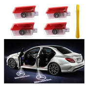 4ST LED-billjuslogotyp 3D Ghost Shadow Light Uppgraderad välkomstprojektor för ABCEMG AMG GL GLA GLC GLE GLS Klass W166 W176 W205 W212-FQ-