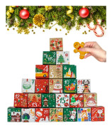 24 st DIY julkalenderlådor, 24 dagar adventskalender presentlådor, jul kartongnummerlådor för barn och familj