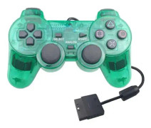 Trådbunden spelkontroll för PS2, dubbel vibration, genomskinlig handkontroll, spelkontroll, joypad för Playstation 2 PS2 spelkontroller tillbehör