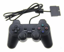 Trådbunden spelkontroll för PS2 Dubbel vibrations spelkontroll Digital Joypad för Playstation 2 Svart Antisvett Halkskydd
