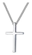 Halsband med korshänge i 925 sterling silver för män och kvinnor, kristen smycke, 15,7 tum