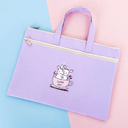 Zipper Canvas File Bags A4 Folder Pouch For Students Portable Handbag, Style: Little Rabbit (Purple)