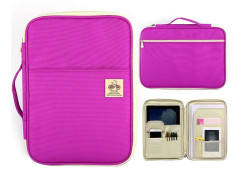 Office Supplies Multi-purpose Zipper Document Folder A4 Storage Bag(Purple)