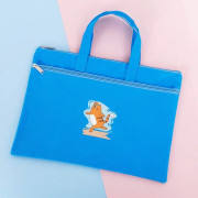 Zipper Canvas File Bags A4 Folder Pouch For Students Portable Handbag, Style: Yoga Cat (Blue)