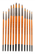 ZHU TING 12 PCS / Set Short Wooden Pole Nylon Hair Watercolor Hook Line Brush Nail Oil Painting Stroke Brush