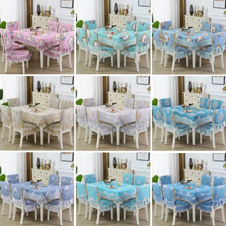 Home Dining Table/Chair Non-Slip Cover, Size: 1 Chair Cover+1 Back Cover(Flower In The Mirror Coffee)