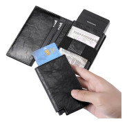 Pop-up Leather Metal Card Holder RFID Bifold Wallet(Carbon Fiber Black)