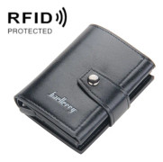 Baellerry RFID Anti-Theft Automatic Pop-Up Card Wallet Buckle Metal Aluminum Shell Card Holder(Black)