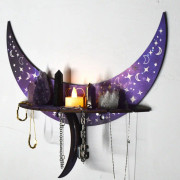 Crescent-shaped Wooden Storage Rack Wall Hanger Candlestick Rack Home Decoration(Purple)