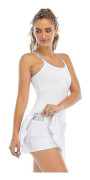 Kvinnors Tennis Klänning Träning Set 2 I 1 Med Telefonficka Enfärgad Bodysuit Svart Vit Spandex Yoga Fitness Gym Träning Magkontroll Rumplyft B